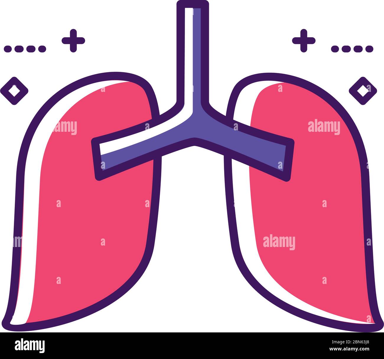 polmoni linea di organi umani e stile di riempimento Illustrazione Vettoriale