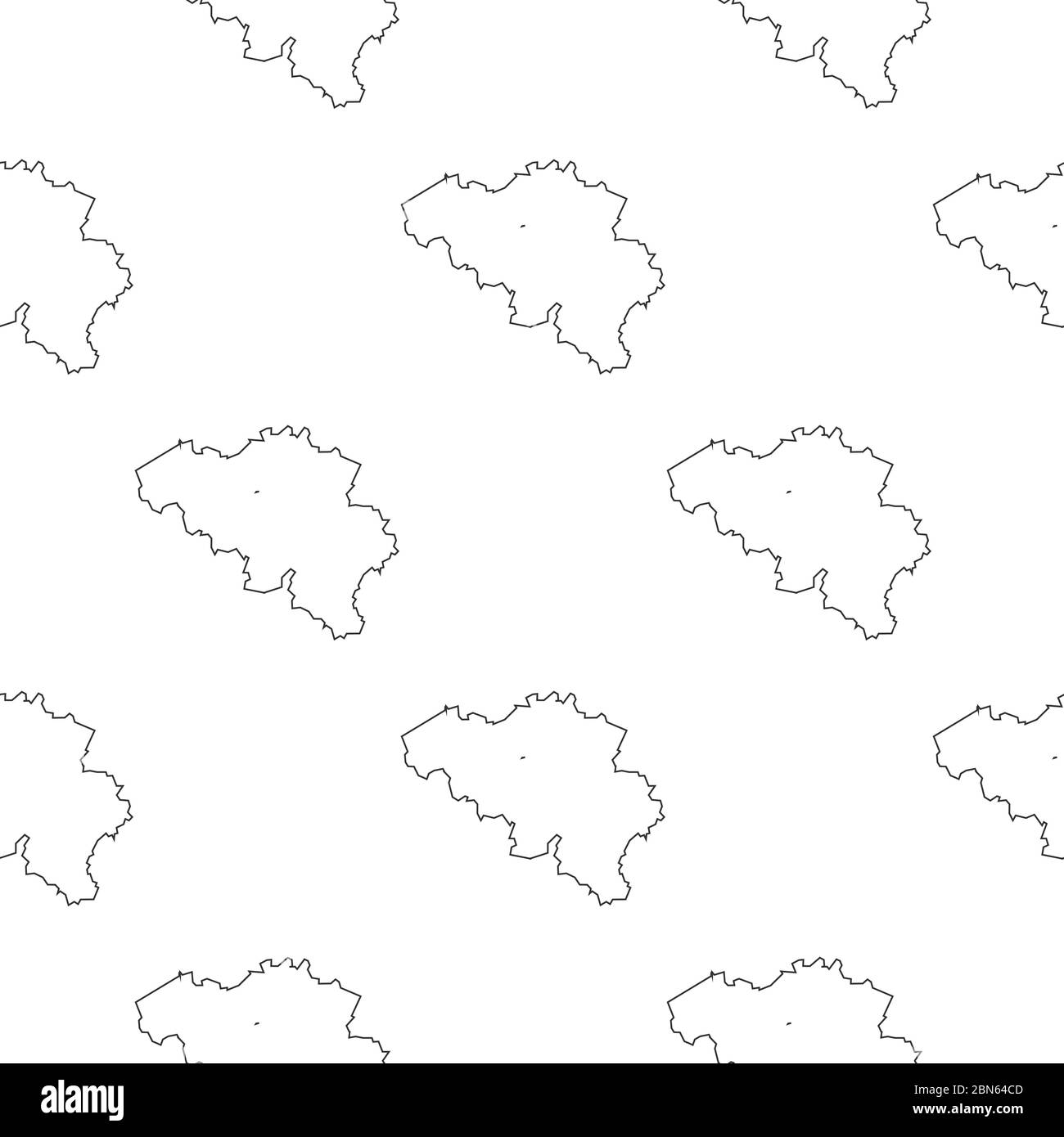 Mappa del Belgio. Il paese sotto forma di frontiere. Illustrazione vettoriale di scorta isolata su sfondo bianco. Illustrazione Vettoriale