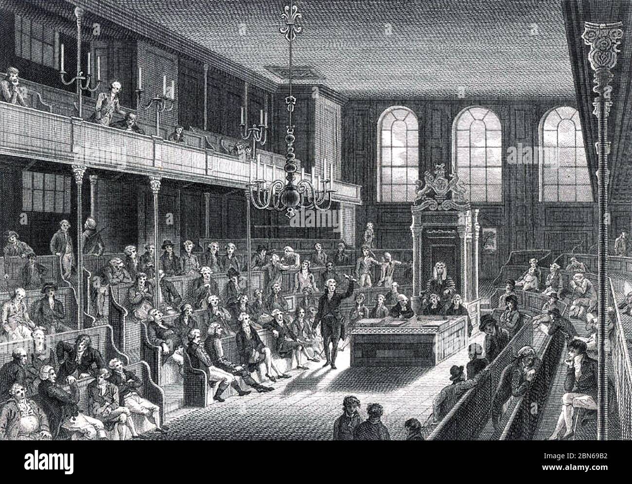 WILLIAM PITT IL GIOVANE (1759-1806) rivolgendosi alla Camera dei Comuni come primo Ministro, circa 1793 Foto Stock