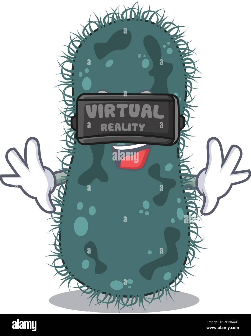 Un'immagine cartoon di termotogae che utilizza una moderna cuffia per realtà virtuale Illustrazione Vettoriale
