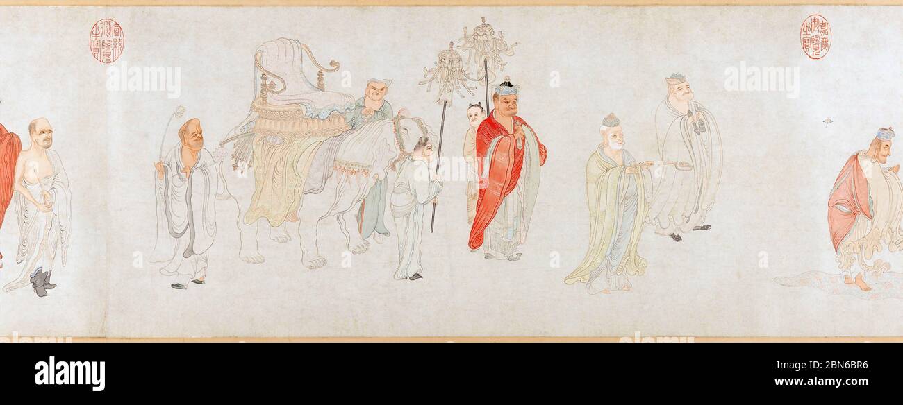 Cina: 'I sedici Luohans'. Dettaglio (5, centro destra) della pittura a scorrimento manuale di Wu Bin (attivo 1583-1626), 1591. Cestino WU (attivo 1583-1626), soprannome Foto Stock
