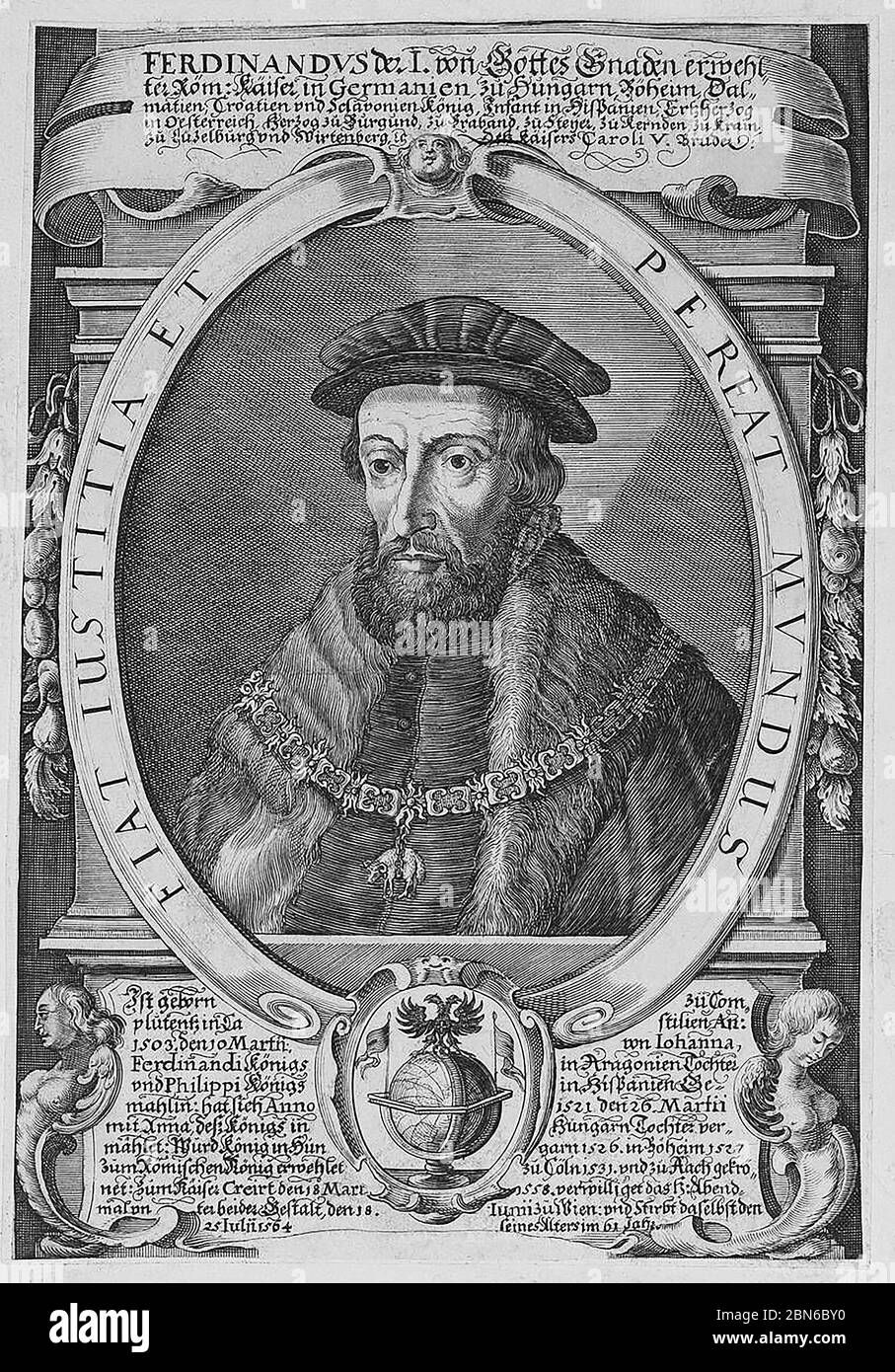 Germania: Ferdinando i (1503-1564), 31° imperatore Sacro Romano, 17° secolo. Inciso da Peter Troschel (1620 - 1667). Ferdinando i (1503-1564) era così Foto Stock