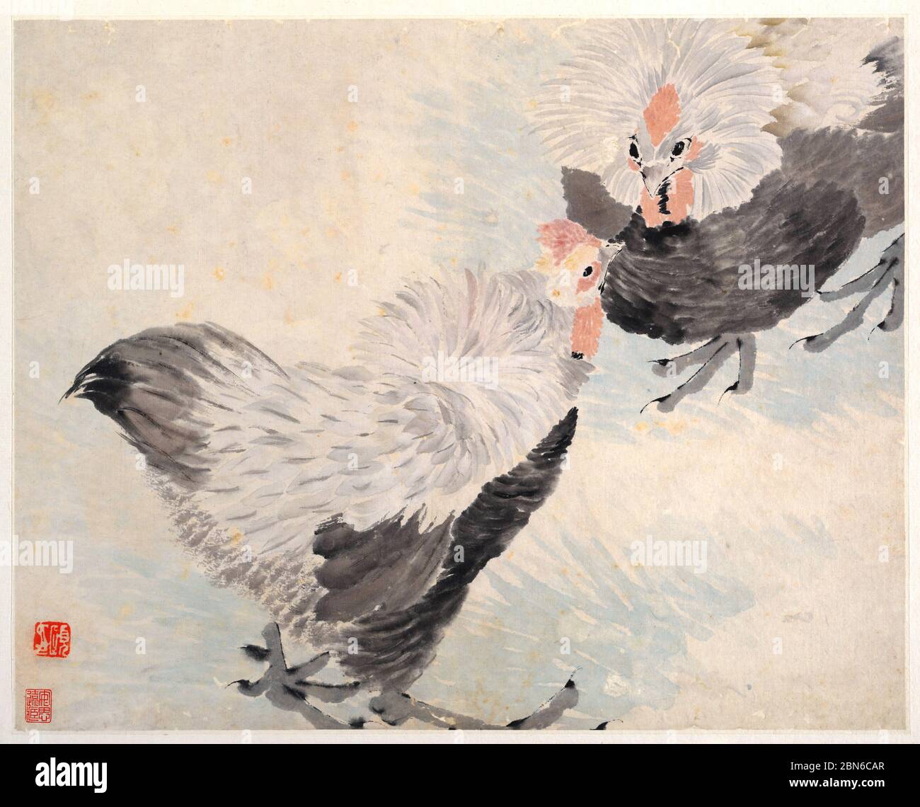 Cina: 'Animali, fiori e uccelli'. Album di otto foglie di Ren Yi (1840 - 1896), inchiostro e colore su carta, 19 ° secolo. Anche Ren Yi (1840 - 1896) Foto Stock