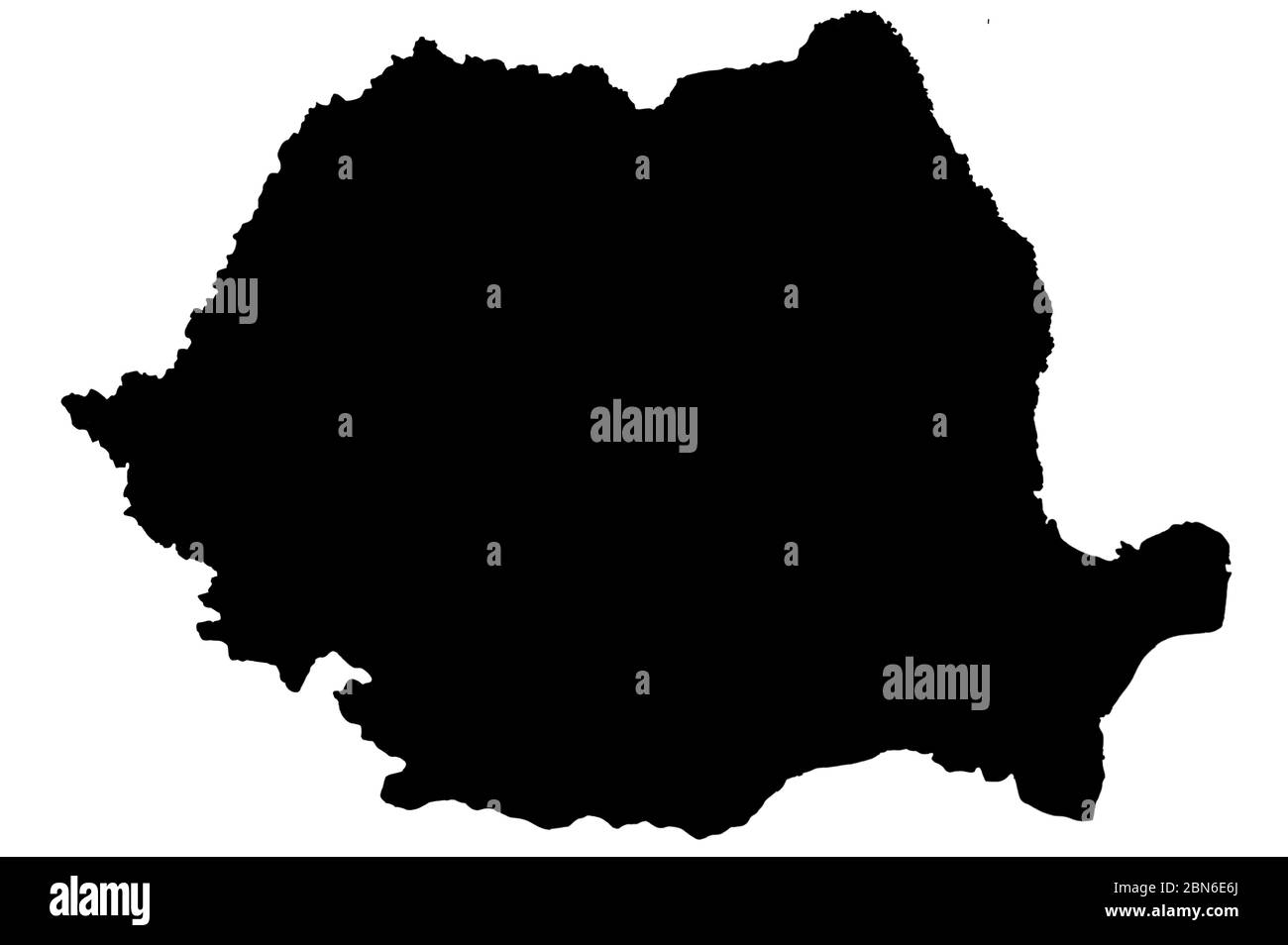 Mappa della romania con sfondo nero Foto Stock