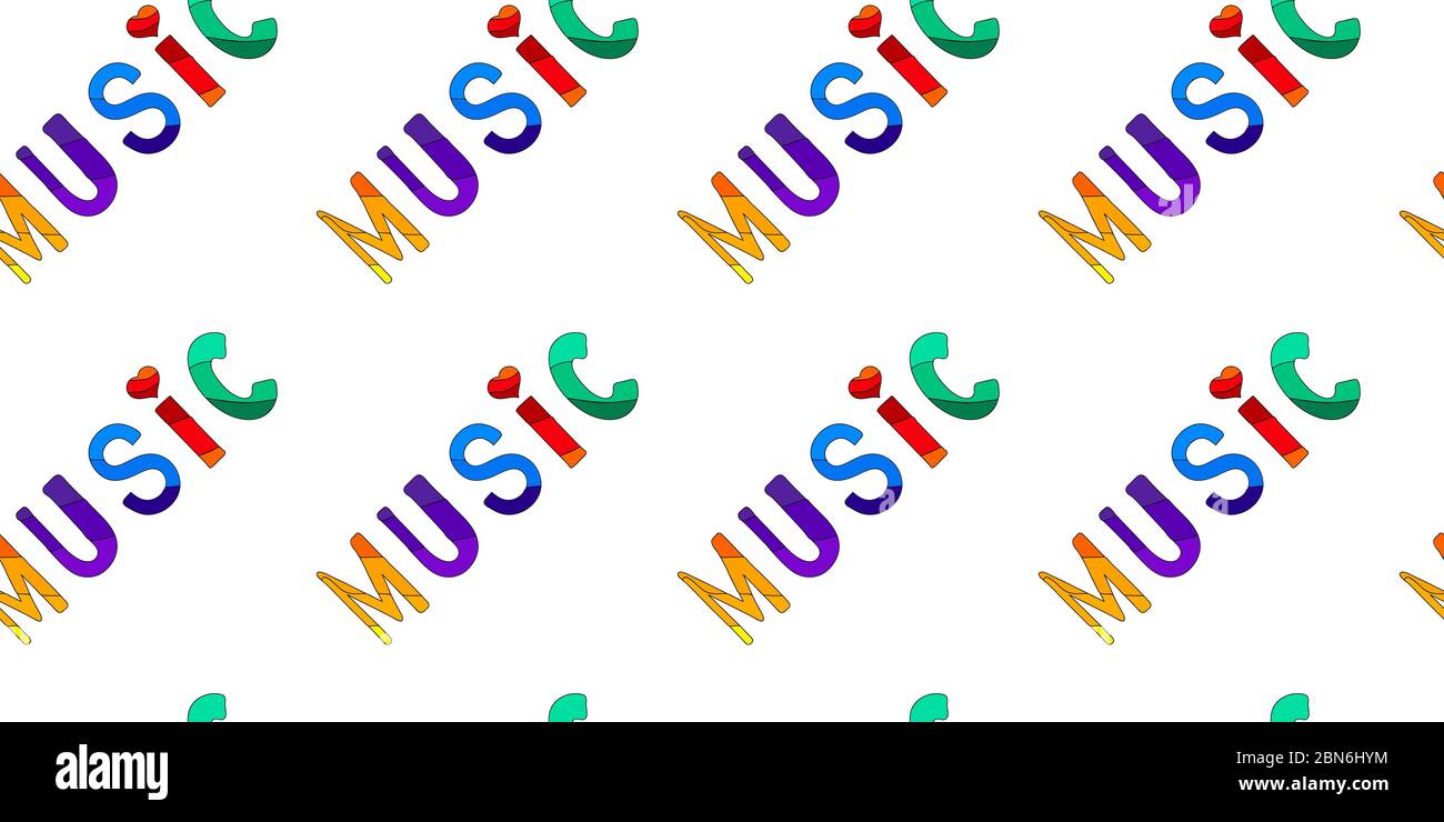 Musica. Divertente cartoon colorato motivo senza giunture. Illustrazione Vettoriale