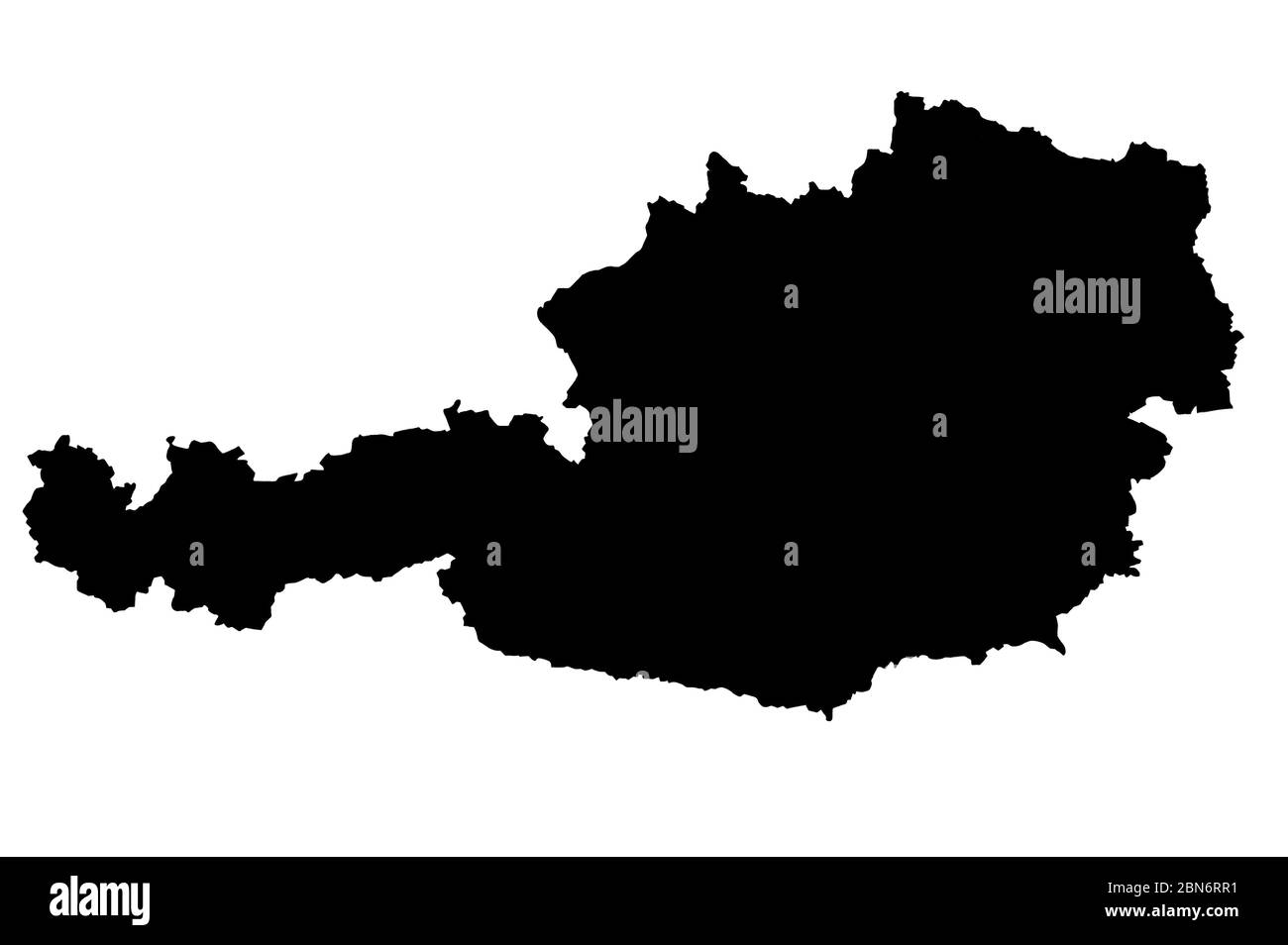 Mappa di Austria con bandiera nazionale isolato su sfondo bianco Foto Stock