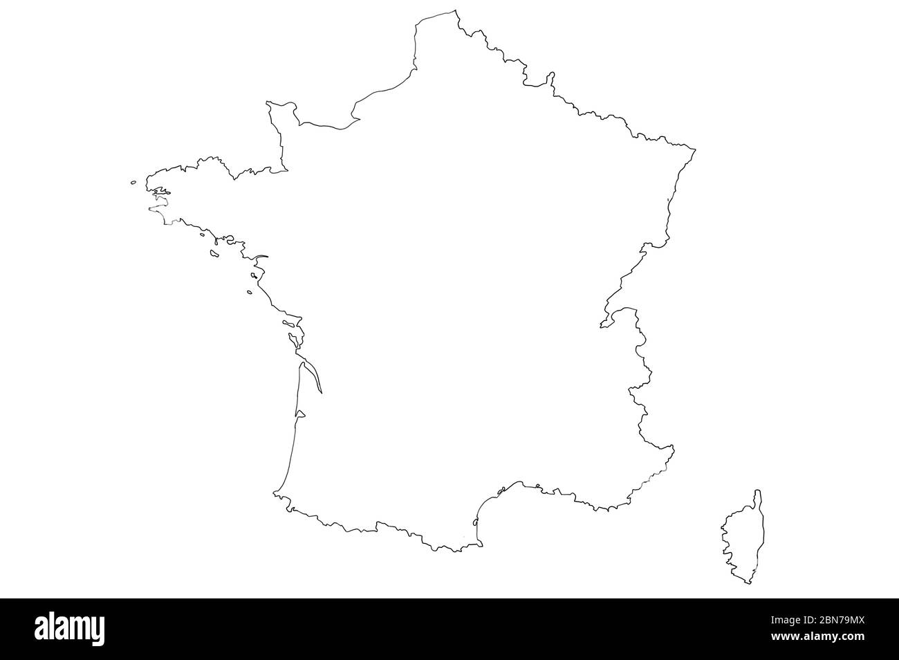 Mappa bianca della Francia su sfondo bianco isolato Foto Stock Mappa bianca della Francia su sfondo bianco isolato Foto Stock