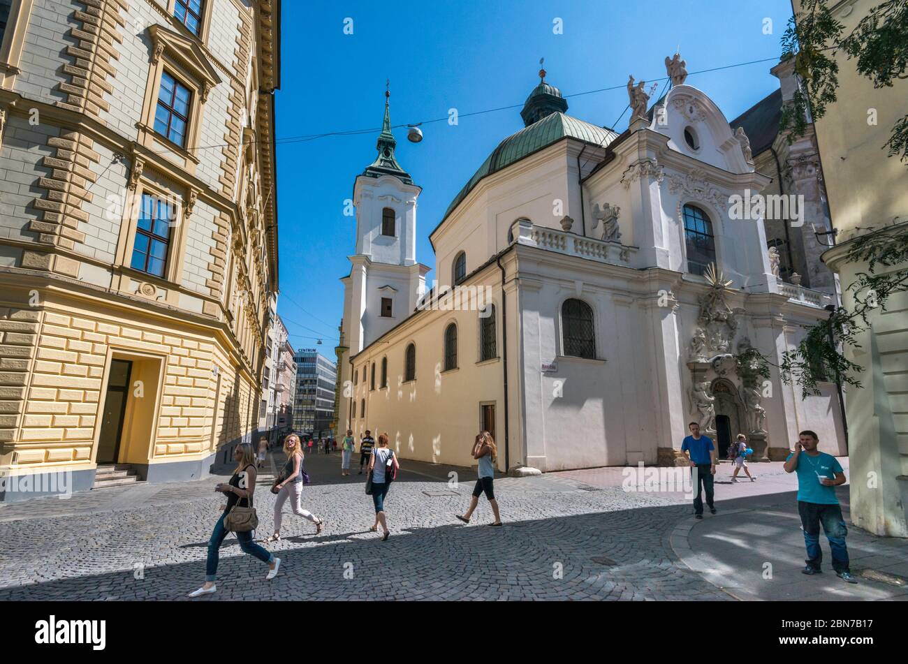 Chiesa di San Giovanni su ulice Minoritska a Brno, Moravia, Repubblica Ceca, Europa Centrale Foto Stock