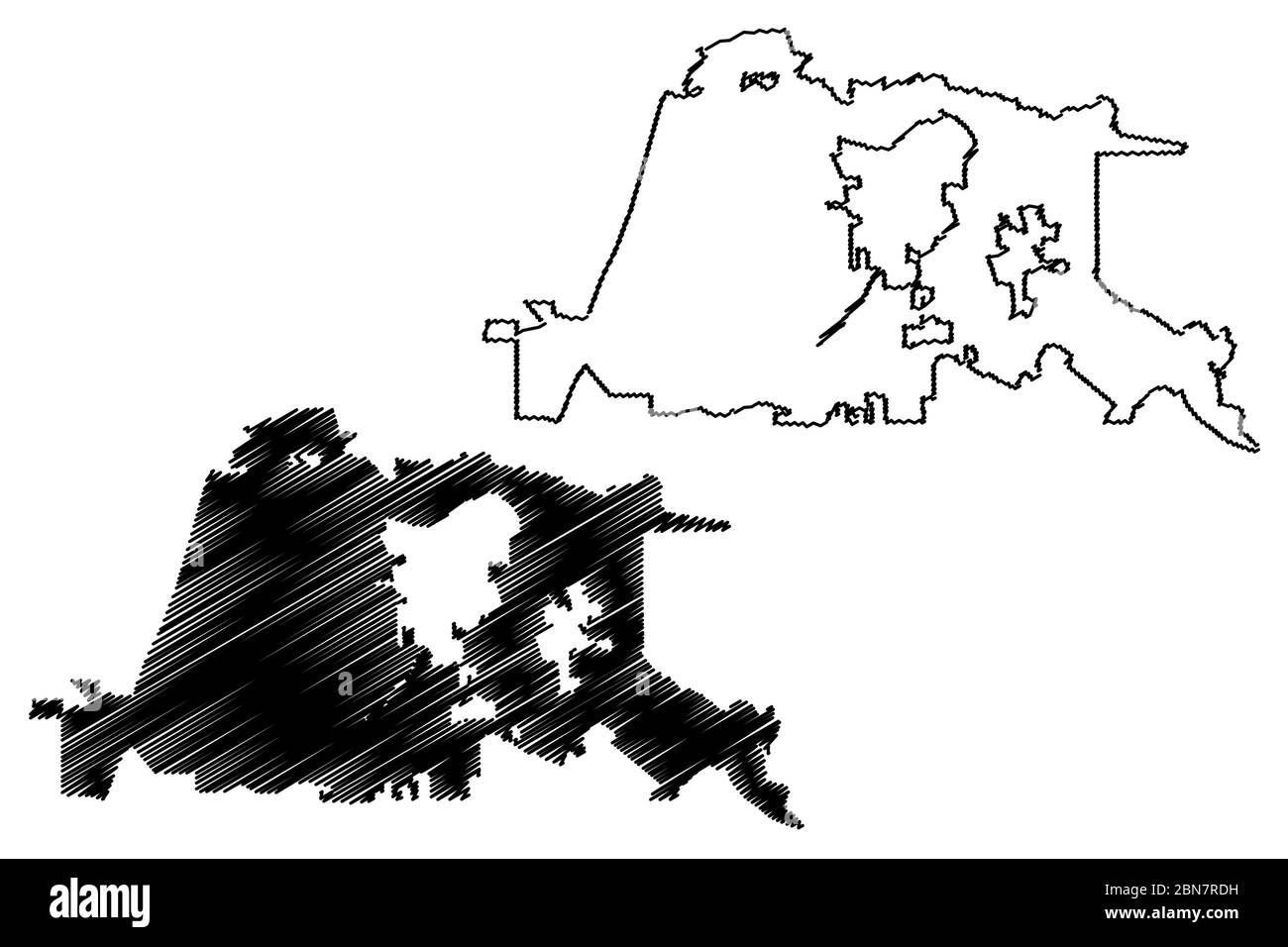 Orange City, California (Stati Uniti, Stati Uniti d'America, stati uniti) mappa illustrazione vettoriale, schizzo di scriba mappa City of Orange Illustrazione Vettoriale