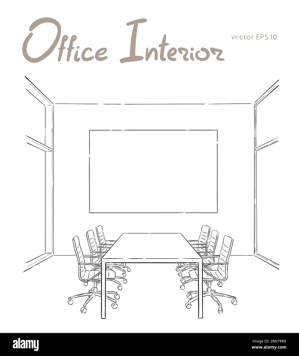 Sala riunioni mano bozzetto illustrazione vettoriale Illustrazione Vettoriale