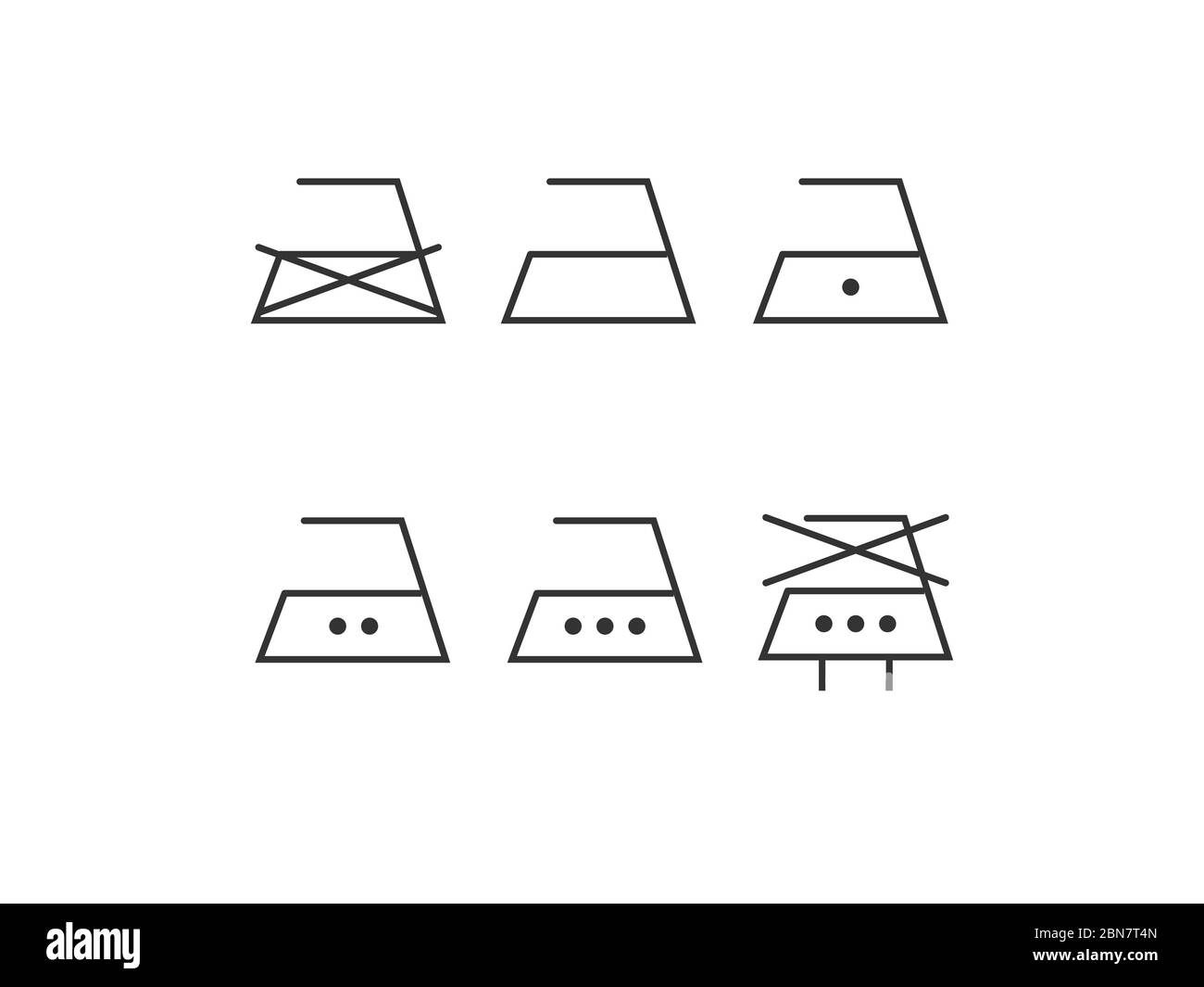 Simboli per la lavanderia, icone per la stiratura. Illustrazione vettoriale, design piatto. Illustrazione Vettoriale