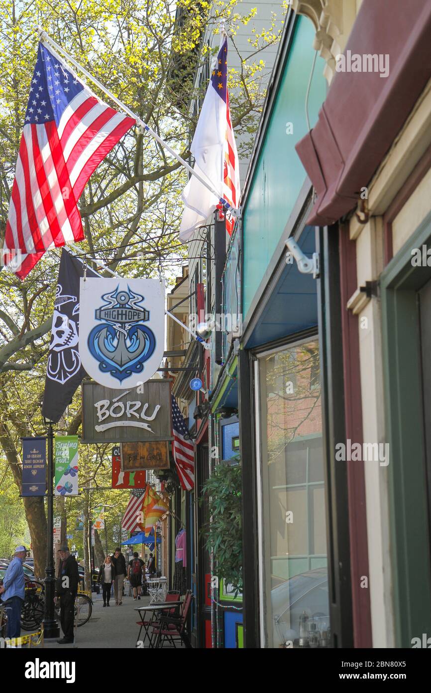 Springtime nel centro di Newport, Rhode Island, Stati Uniti Foto Stock