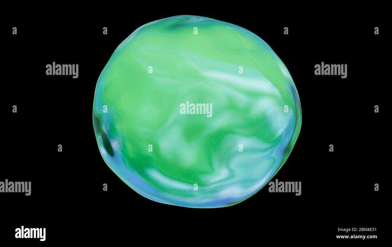 Un verde luminoso e blu natura o icona ambientale orb cerchio su uno sfondo nero, isolato con un riflesso. Usalo per una purezza o un futuro Foto Stock