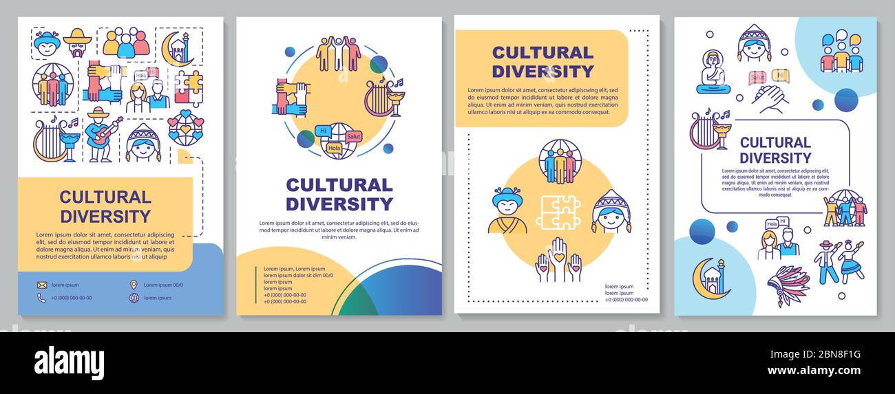 Modello di brochure sulla diversità culturale Illustrazione Vettoriale