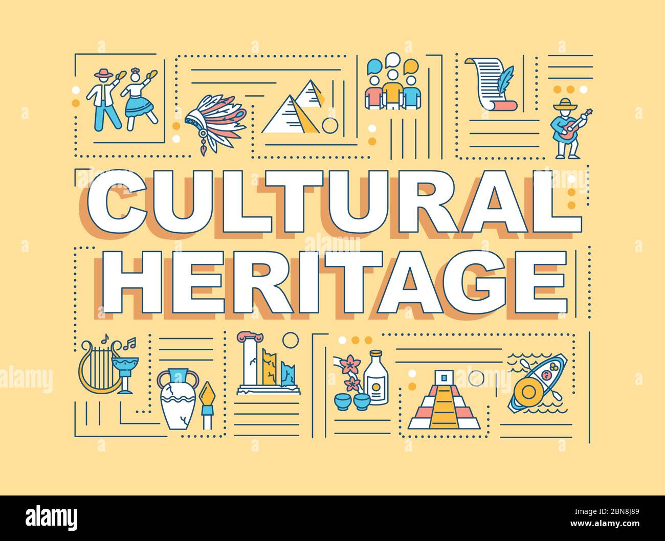 Banner concetti di parola del patrimonio culturale Illustrazione Vettoriale