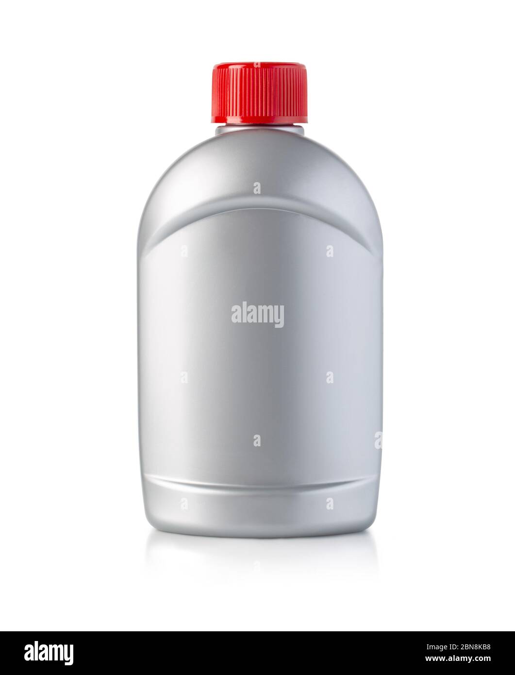 Bottiglia in plastica argento per candeggina, detergente o detergente per lavaggio, con percorso di ritaglio Foto Stock