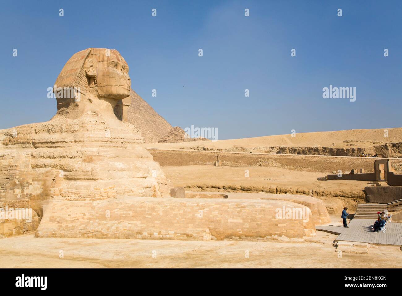 La Grande Sfinge di Giza, sito patrimonio dell'umanità dell'UNESCO, Giza, Egitto Foto Stock