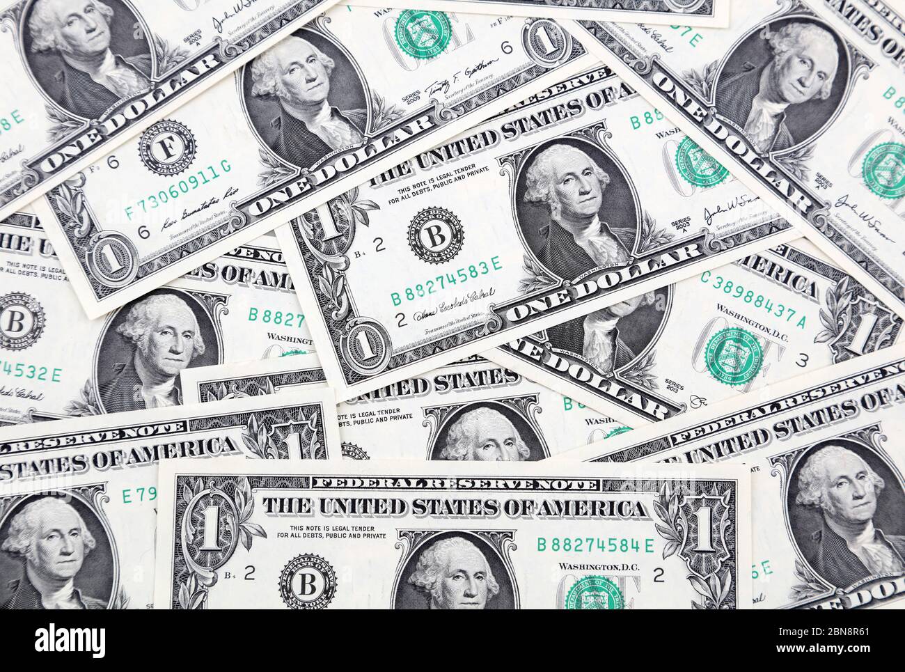 Primo piano delle banconote in dollari americani Foto Stock