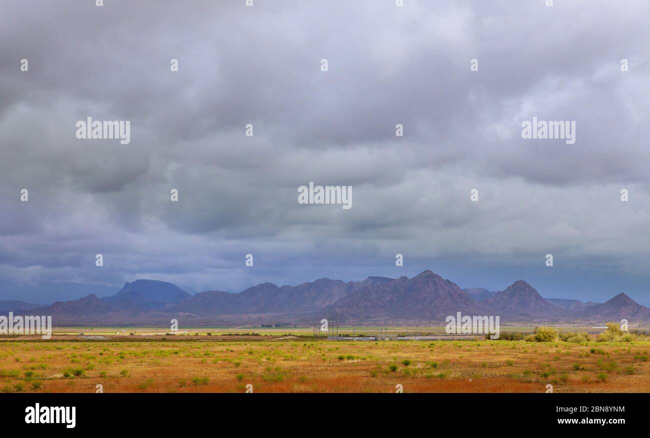 Deserto del Texas occidentale scenografico sopra nel deserto del sud-ovest e montagne USA Foto Stock