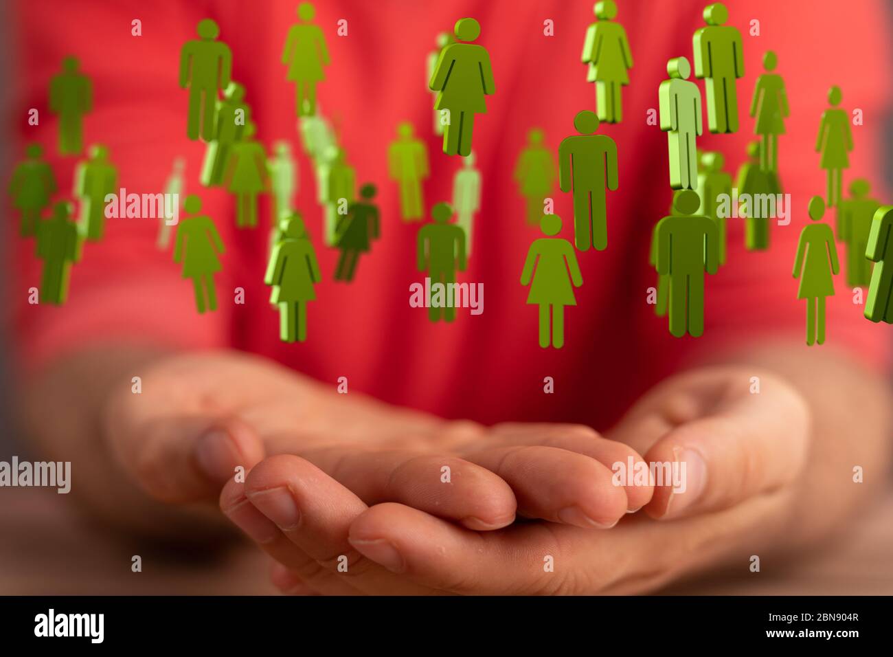 Una pila di mani che mostra l'unità e il lavoro di squadra 3d Foto Stock