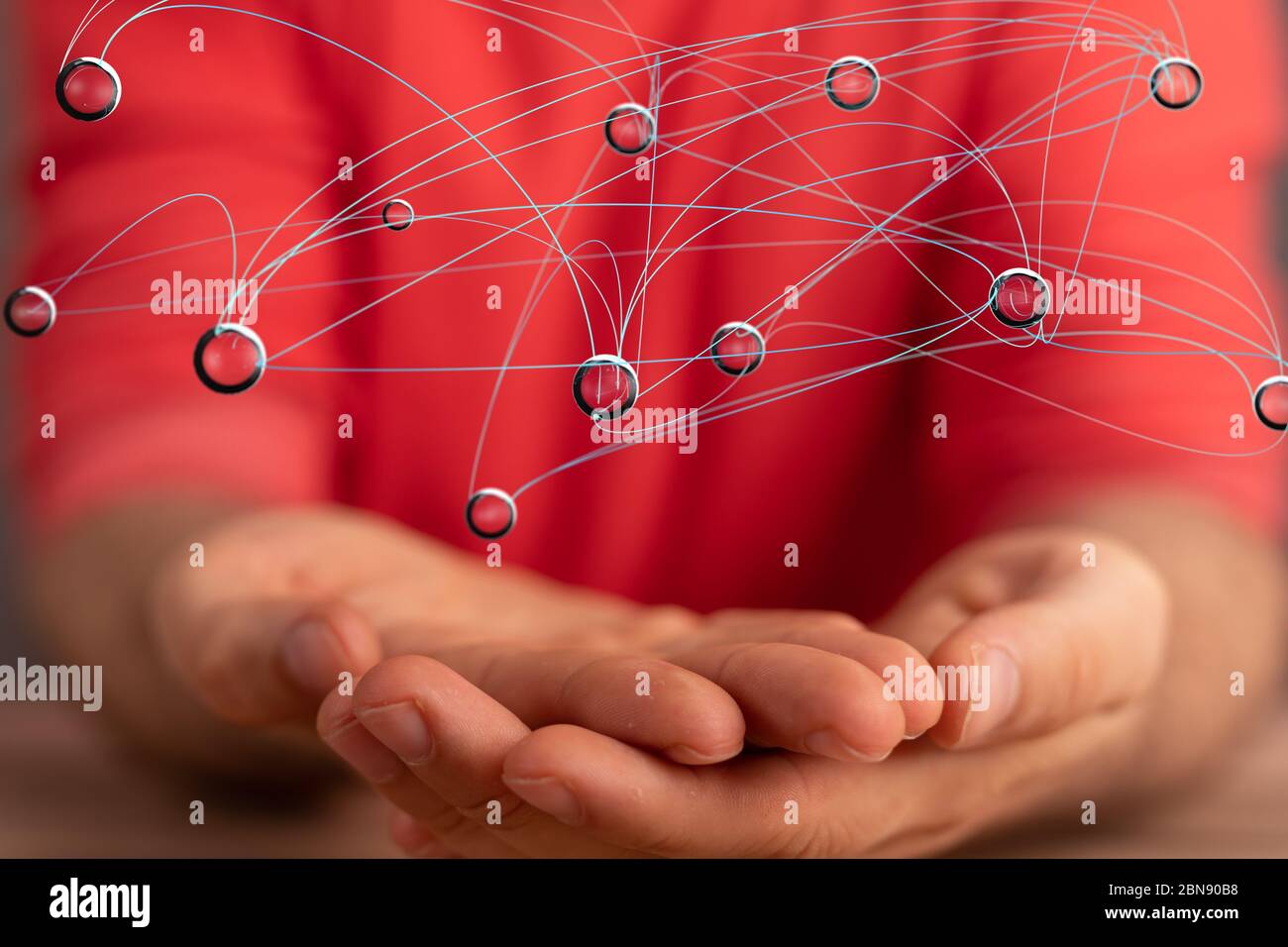 Una pila di mani che mostra l'unità e il lavoro di squadra 3d Foto Stock