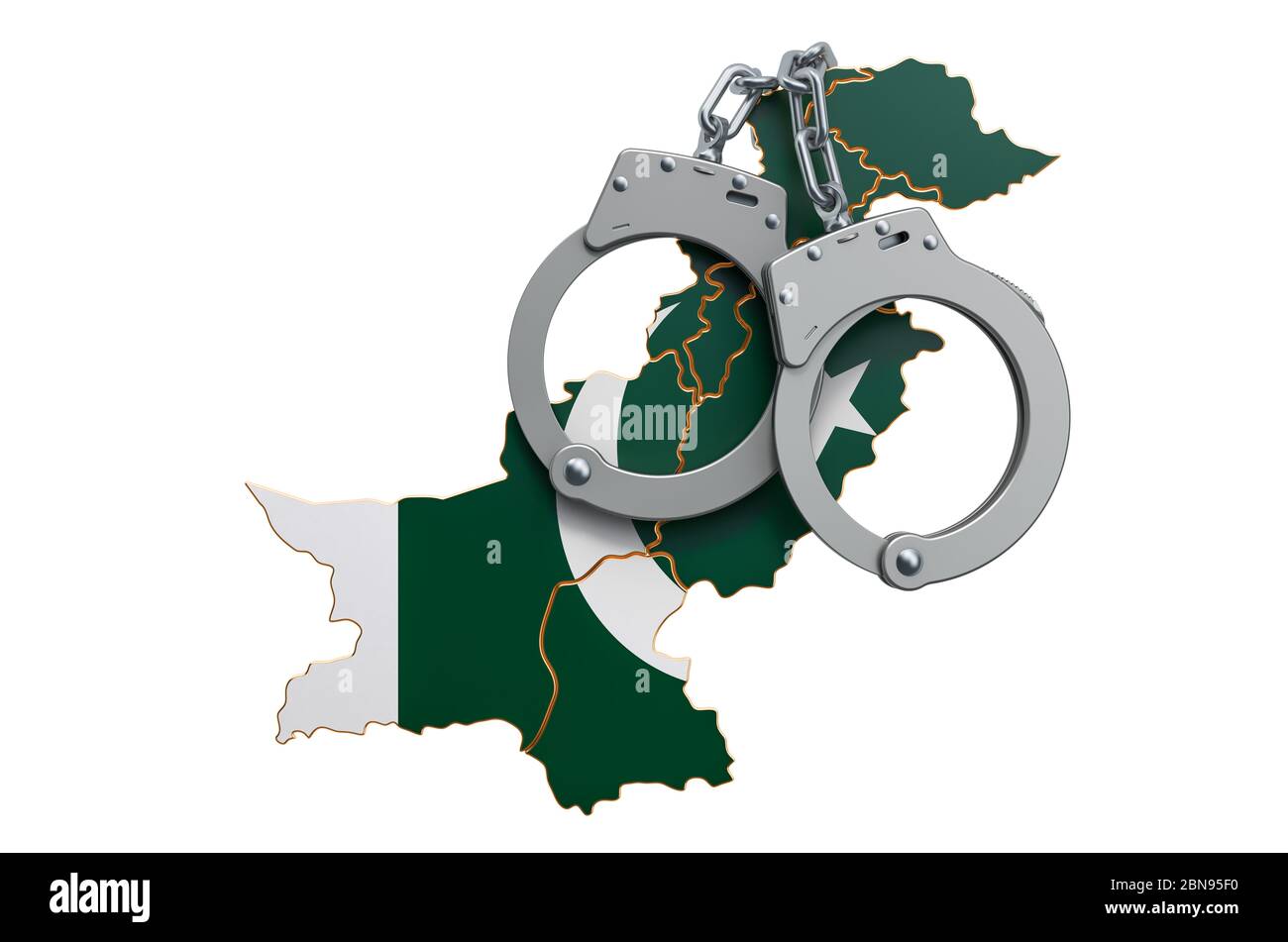 Crimine e punizione in Pakistan concetto, 3D rendering isolato su sfondo bianco Foto Stock