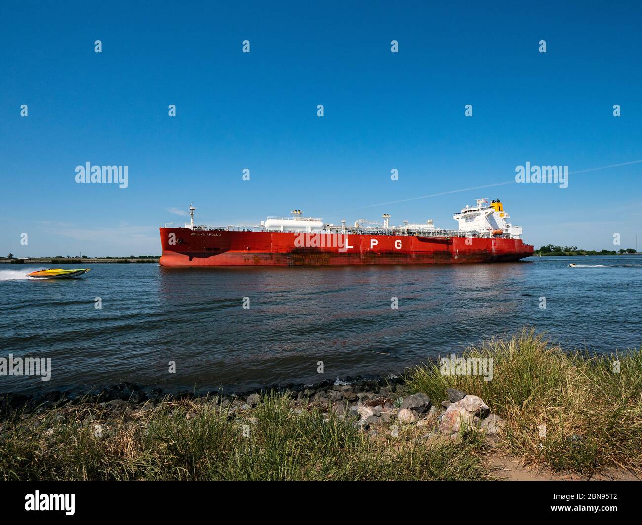 Traffico marino su. Fiume San Joaquin, California Foto Stock