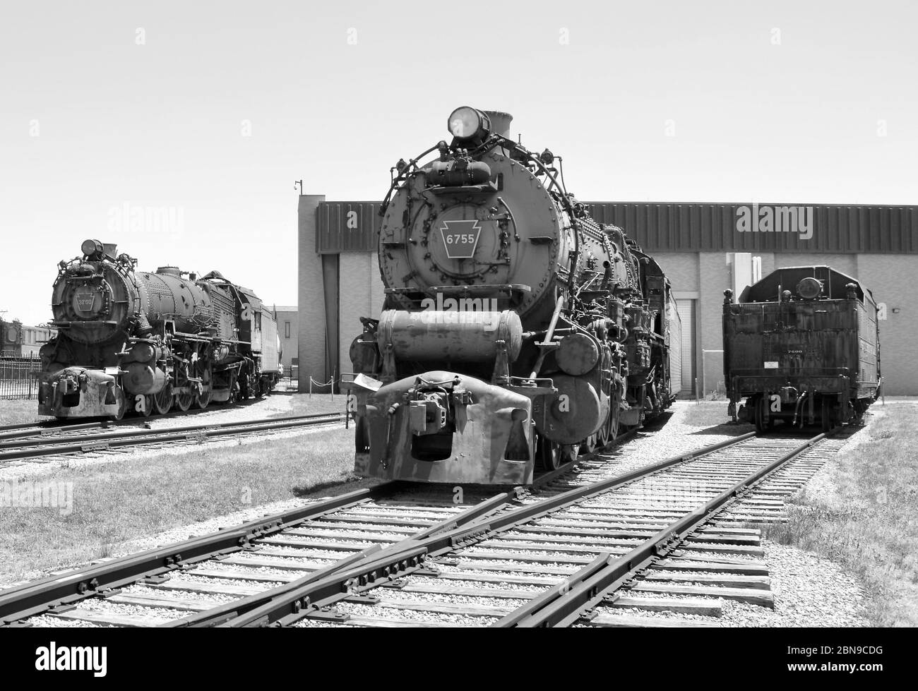 Locomotive a vapore al Museo ferroviario della Pennsylvania, luglio 2018 Foto Stock