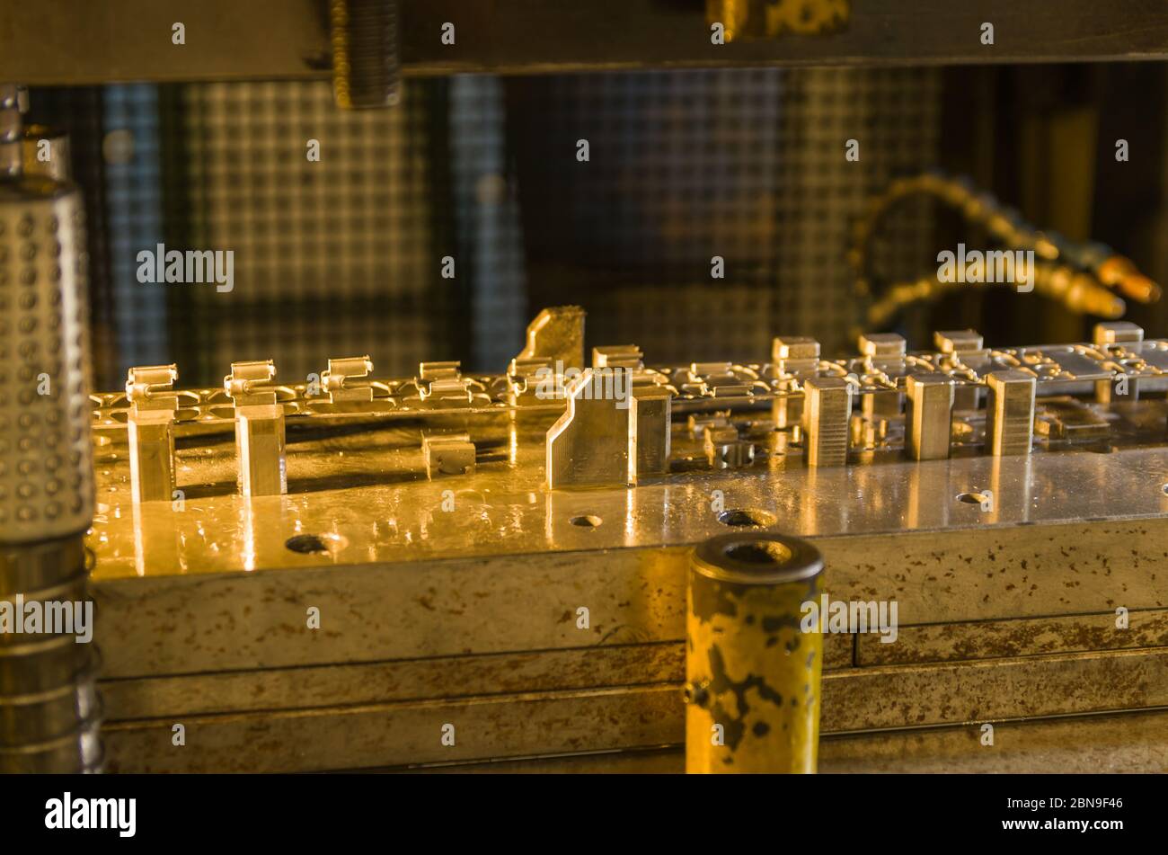 Bell'sfondo di attrezzature metallurgiche per temi industriali e tecnologici. Foto Stock