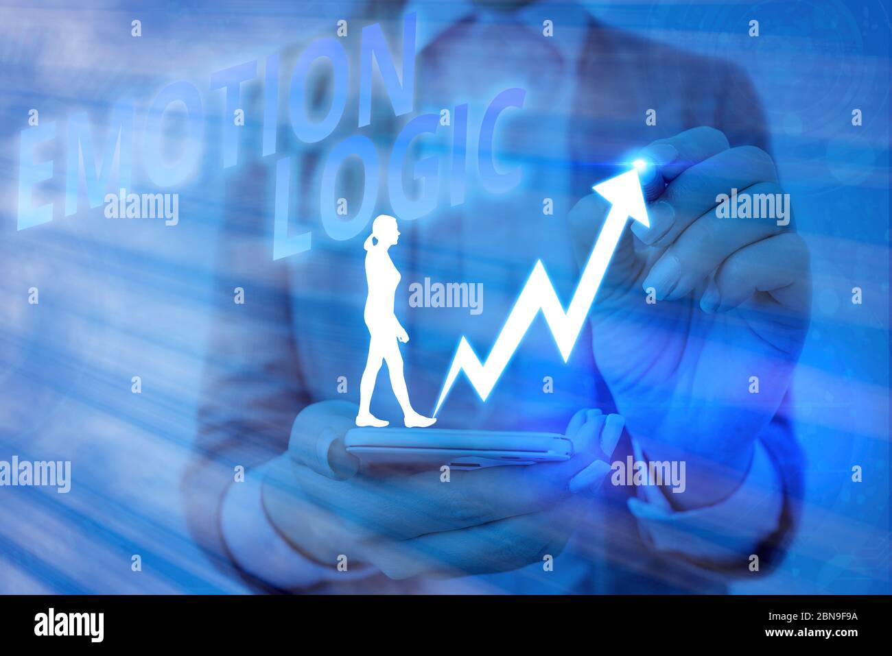 Scrittura a mano di testo scrivere Emotion Logic. Foto concettuale cuore o anima del cervello o intelligenza confusione uguale equilibrio Foto Stock