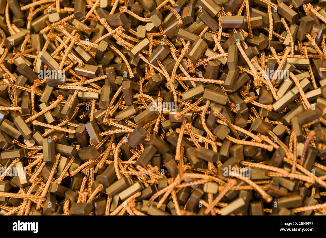 Bel background di parti per auto per temi industriali e tecnologici. Foto Stock