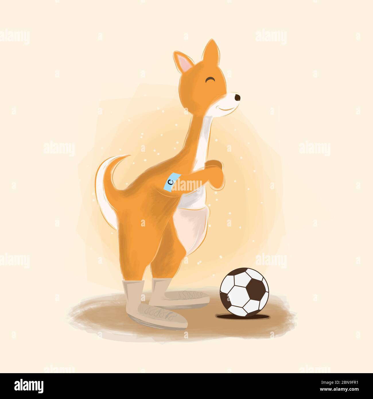 Carino canguro gioca calcio Immagine e Vettoriale - Alamy