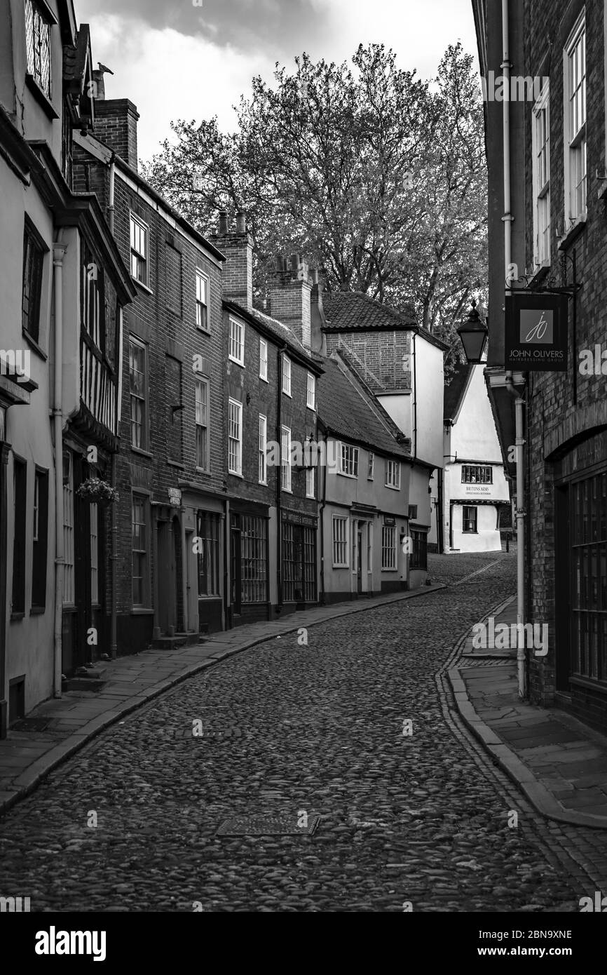 Elm Hill, Norwich. Foto Stock