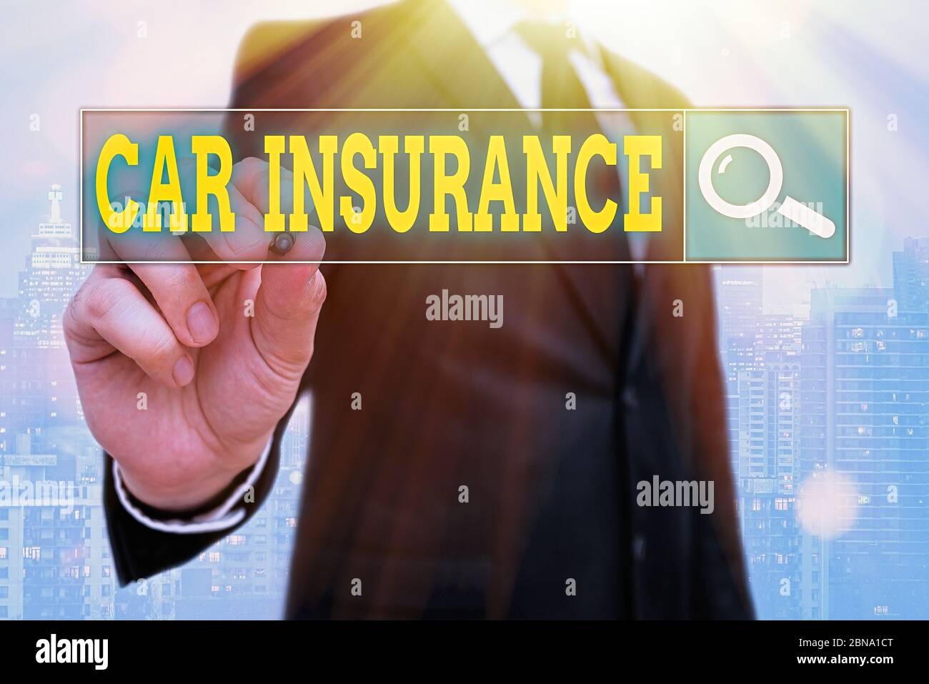 Parola di scrittura di testo assicurazione auto. Business photo presentazione di infortuni copertura politica globale Autoveicolo fideiussione Foto Stock
