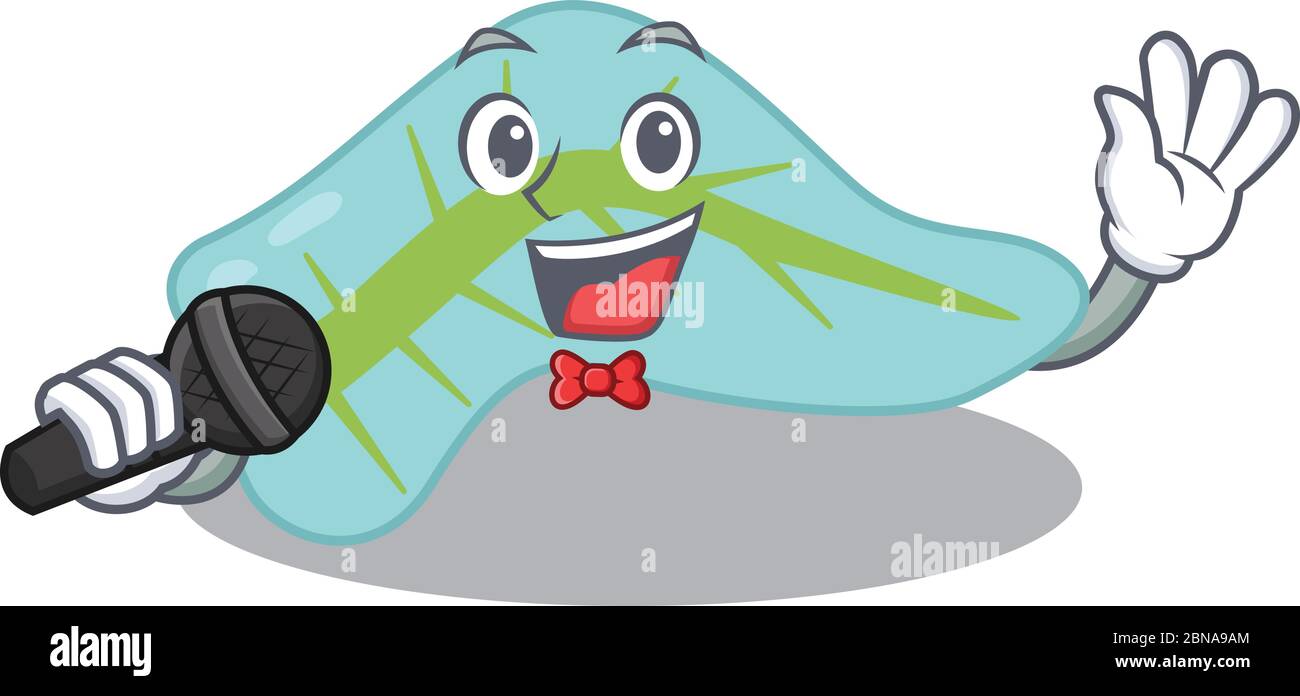 personaggio cartoon del pancreas cantare una canzone con un microfono Illustrazione Vettoriale