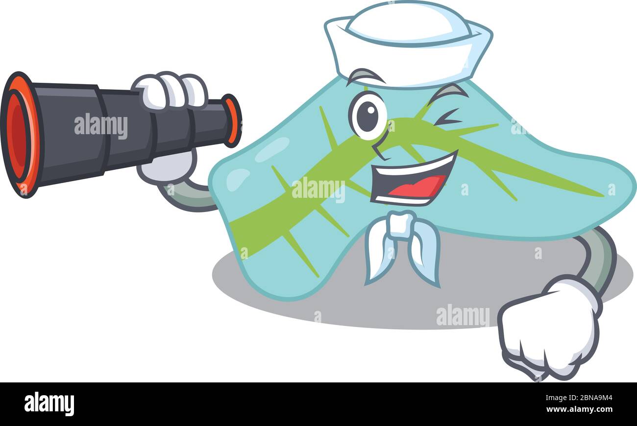 Un'immagine cartoon del pancreas Sailor con binoculare Illustrazione Vettoriale