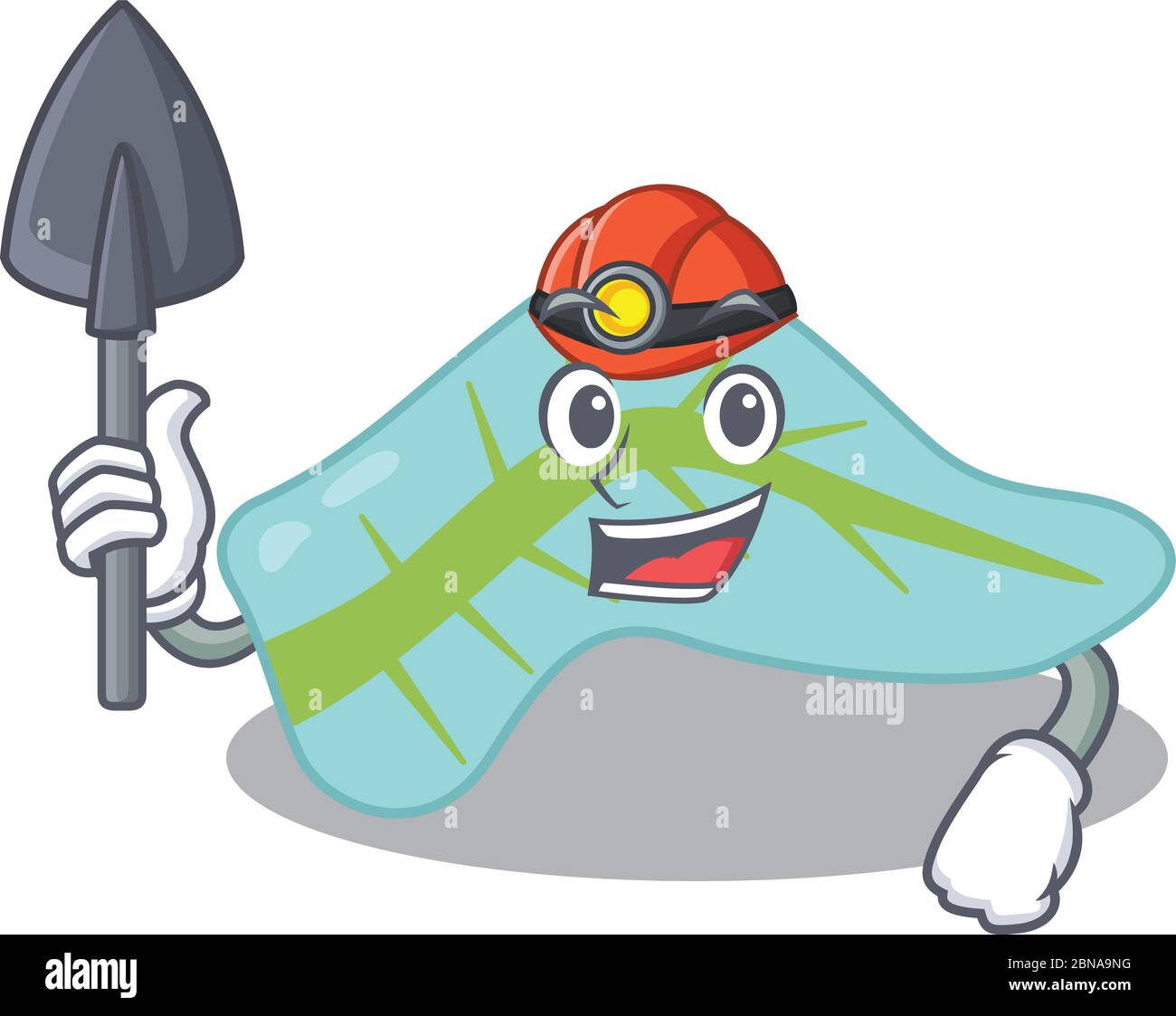 Un quadro cartoon del pancreas minatore con strumento e casco Illustrazione Vettoriale
