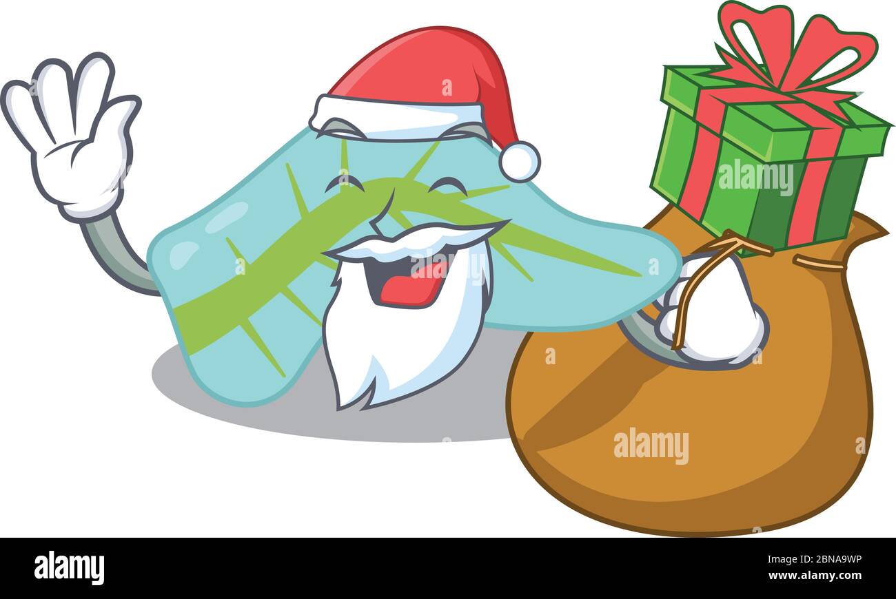 Disegno cartoon del pancreas Santa che ha regalo di Natale Illustrazione Vettoriale