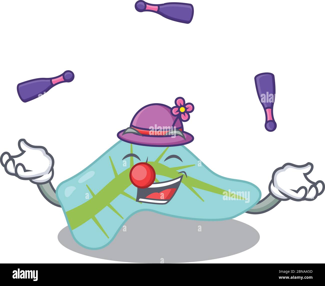 Uno stile di disegno di cartoni animati pancreas riesce a giocare giocoleria Illustrazione Vettoriale