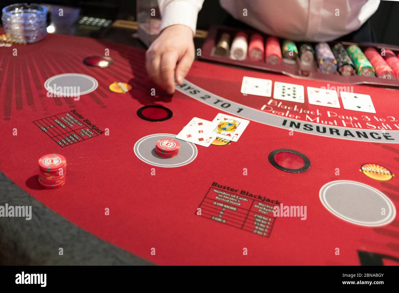 Tavolo Black Jack in un casinò di Las Vegas. Foto Stock