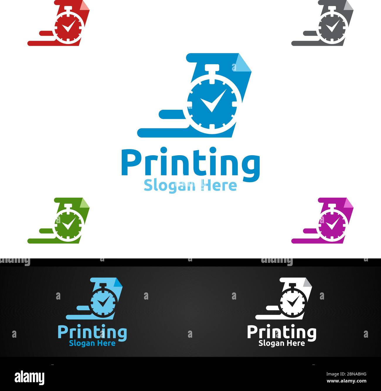 Fast Printing Company Design di logo vettoriale per i media, la vendita al dettaglio, la pubblicità, il giornale o il concetto di libro Illustrazione Vettoriale