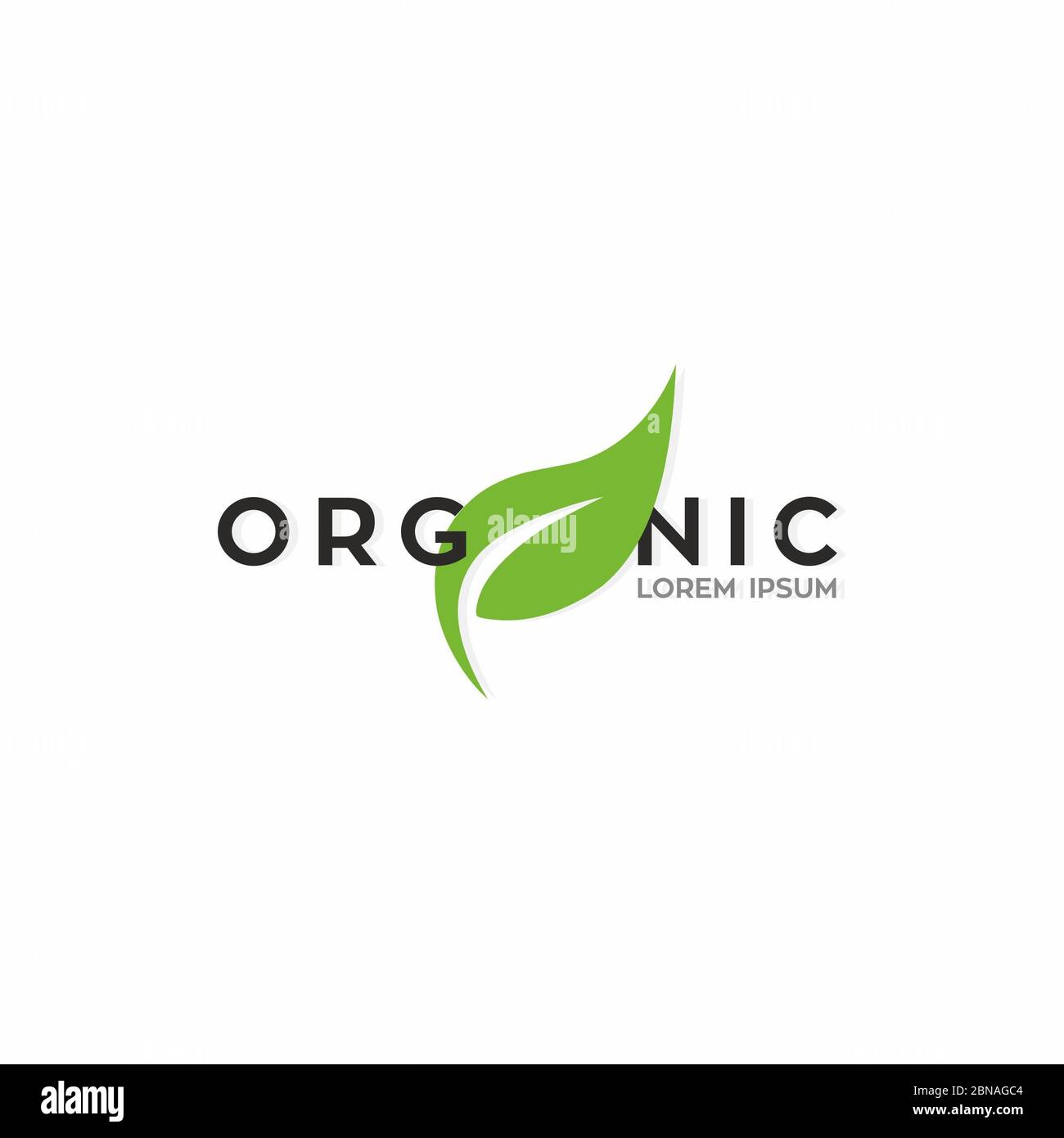 Logo di parola ORGANICA . Icona ecologia - isolato su sfondo bianco. Grafica, mnemonica editabile, illustrazione Foto Stock