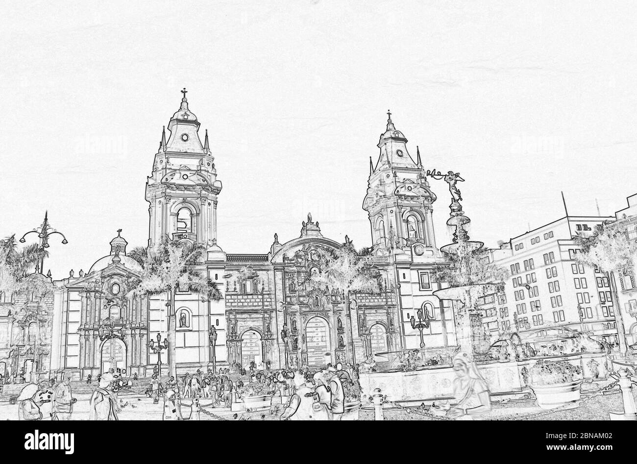 Basilica Cattedrale, Plaza Major, Lima, Perù Foto Stock