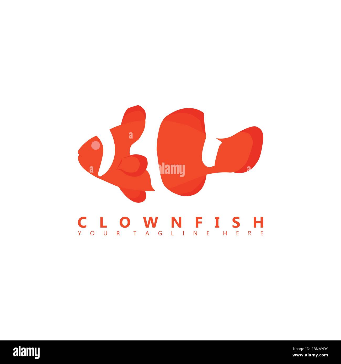 Questa è un'immagine del logo di clownfish che utilizza uno stile di spazio negativo. Questo logo è adatto alle aziende del settore dell'allevamento ornamentale. Illustrazione Vettoriale