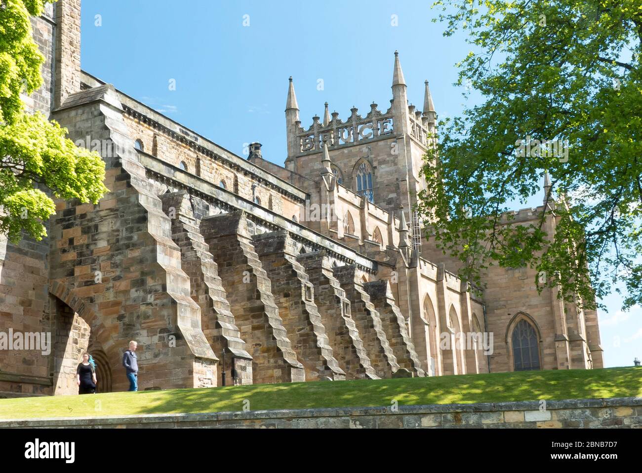 Dunfermline - la chiesa abbaziale che mostra il nome di Re Robert il Bruce Foto Stock