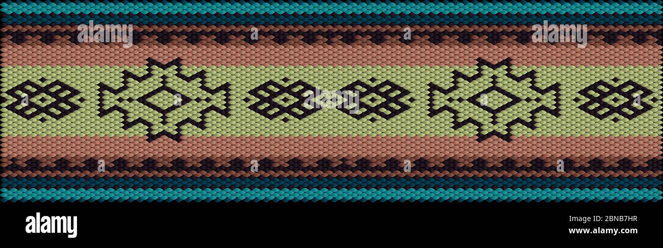 Un tradizionale ornamento etnico in cui ricchi colori attraggono fortuna e ricchezza. L'ornamento appare grande all'interno, in ricamo su tessuti per va Illustrazione Vettoriale