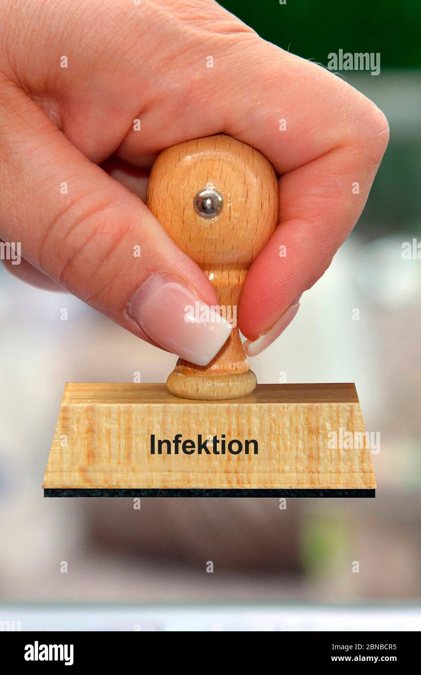 Timbro in mano di una donna Infektion, infezione, Germania Foto Stock
