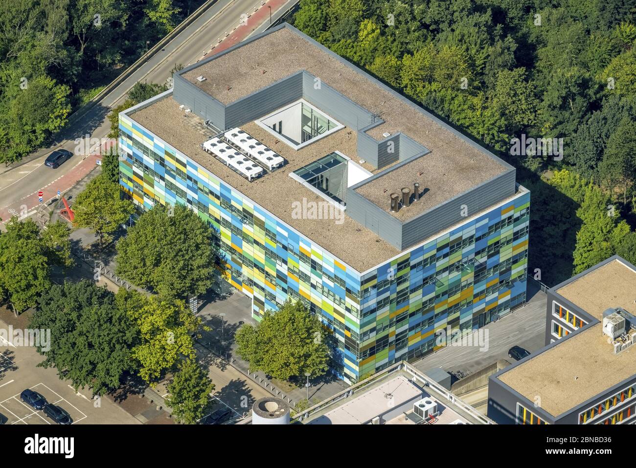 , BioMedizinZentrum all'università di Ruhr Bochum, 23.08.2017, vista aerea, Germania, Renania Settentrionale-Vestfalia, Area Ruhr, Bochum Foto Stock