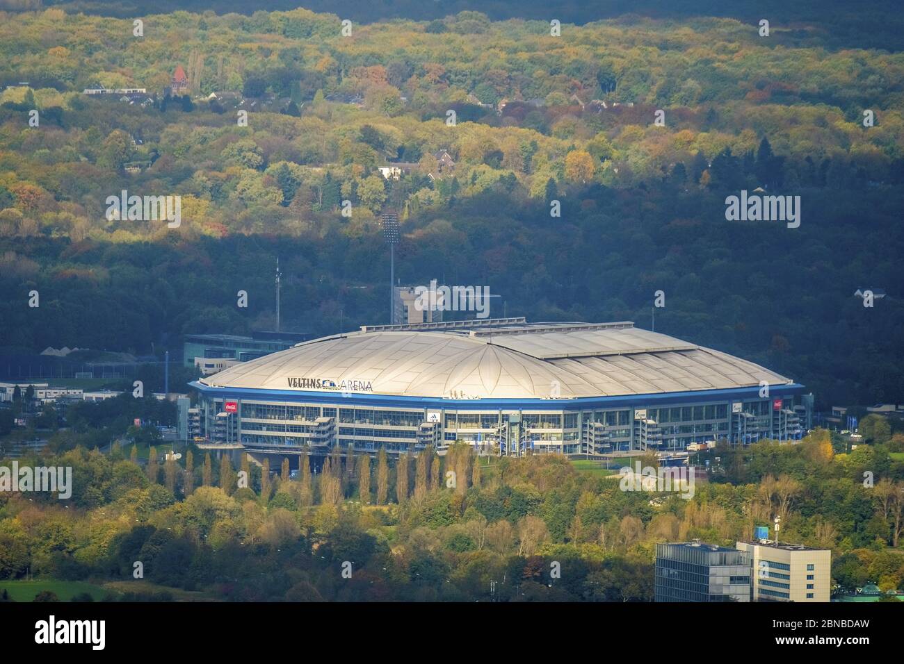 , stadio di calcio veltins Arena a Gelsenkirchen, 05.12.2012, vista aerea, Germania, Nord Reno-Westfalia, Ruhr Area, Gelsenkirchen Foto Stock