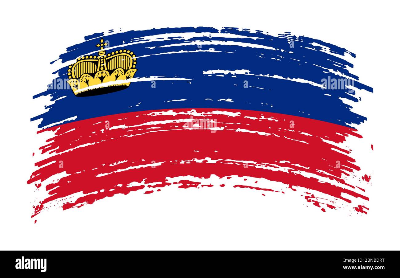 Liechtenstein strappato bandiera in grunge pennello colpo, immagine vettoriale Illustrazione Vettoriale